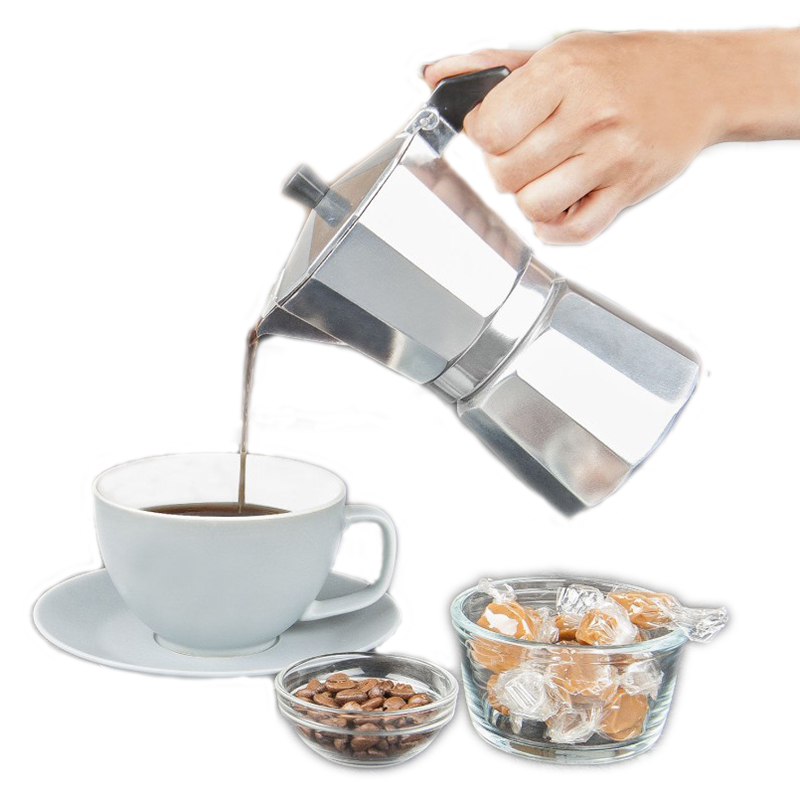 Moka Pot Stove - صانعة قهوة إسبريسو من الألومنيوم، صانعة