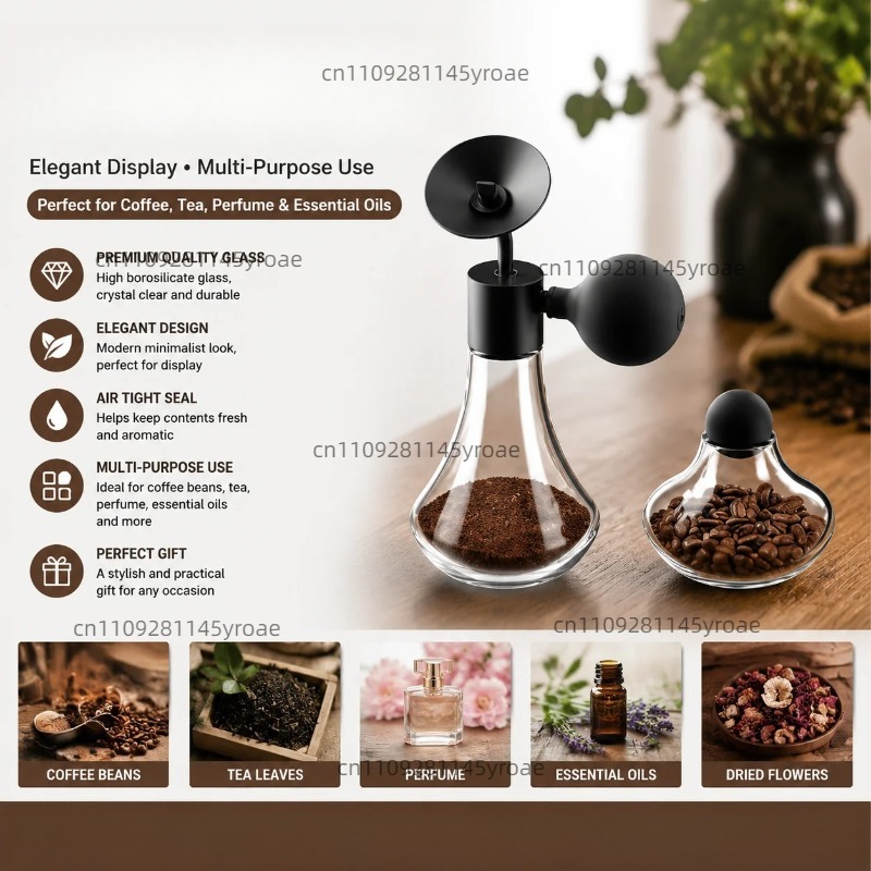 Coffee Tea & Espresso Appliances - زجاجة عينة عطرية زجاجية لعرض حبوب