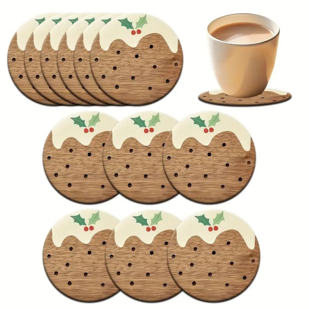 Coffee Tea And Sugar Set - مجموعة حاملات أكواب خشبية بتصميم البودينغ